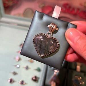 Silver plated labradorite heart pendant